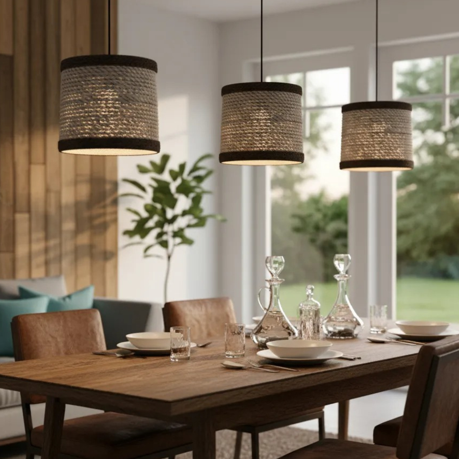 Luminária Pendente Lustre Madeira Retrô Vintage 17cm