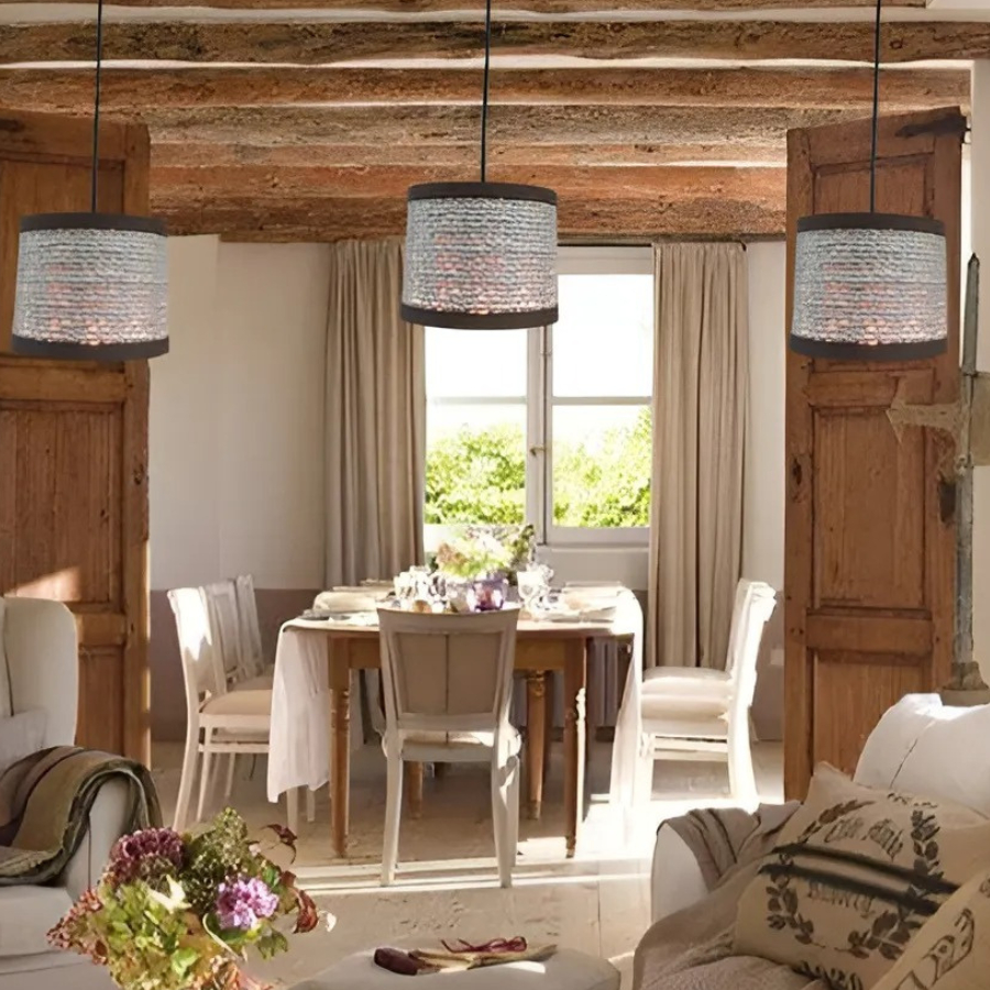 Luminária Pendente Lustre Madeira Retrô Vintage 17cm