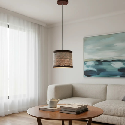 Luminária Pendente Lustre Madeira Retrô Vintage 17cm