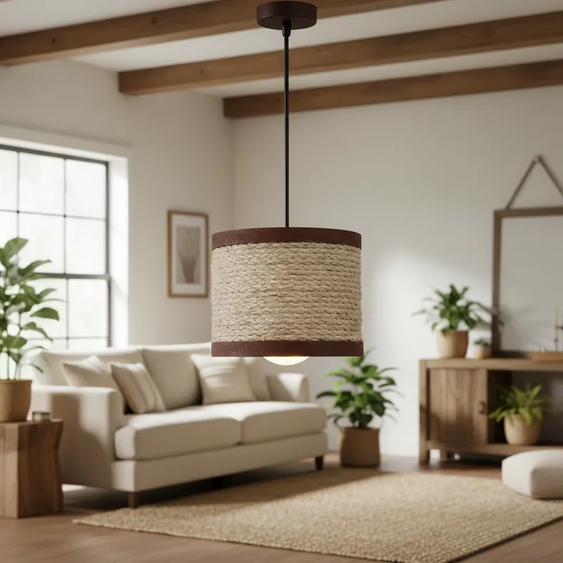 Luminária Pendente Lustre Madeira Retrô Vintage 17cm