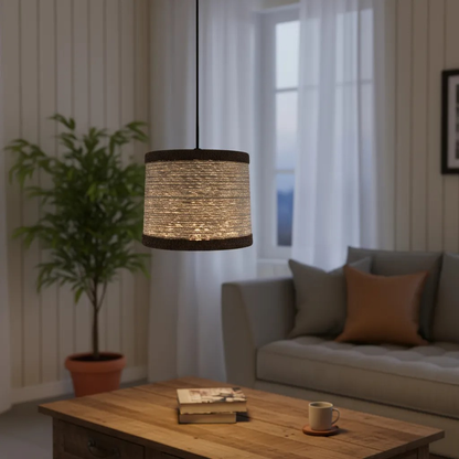 Luminária Pendente Lustre Madeira Retrô Vintage 17cm