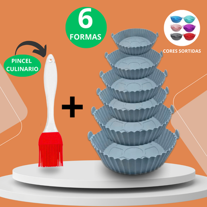Kit 6 Forma Antiaderente Para AirFryer + Pincel Culinario Grátis
