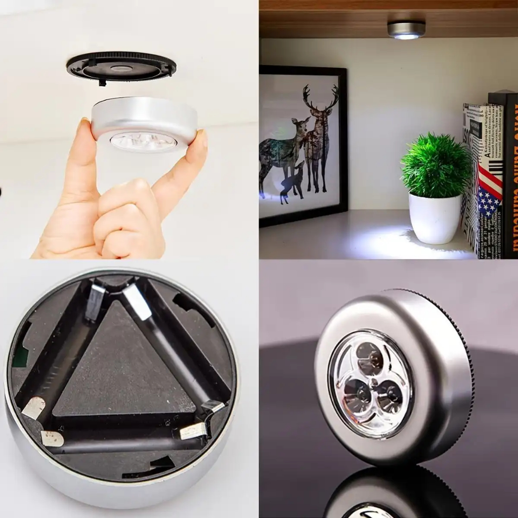 Kit Led Lâmpada Adesiva Sem Fio Touch Portátil