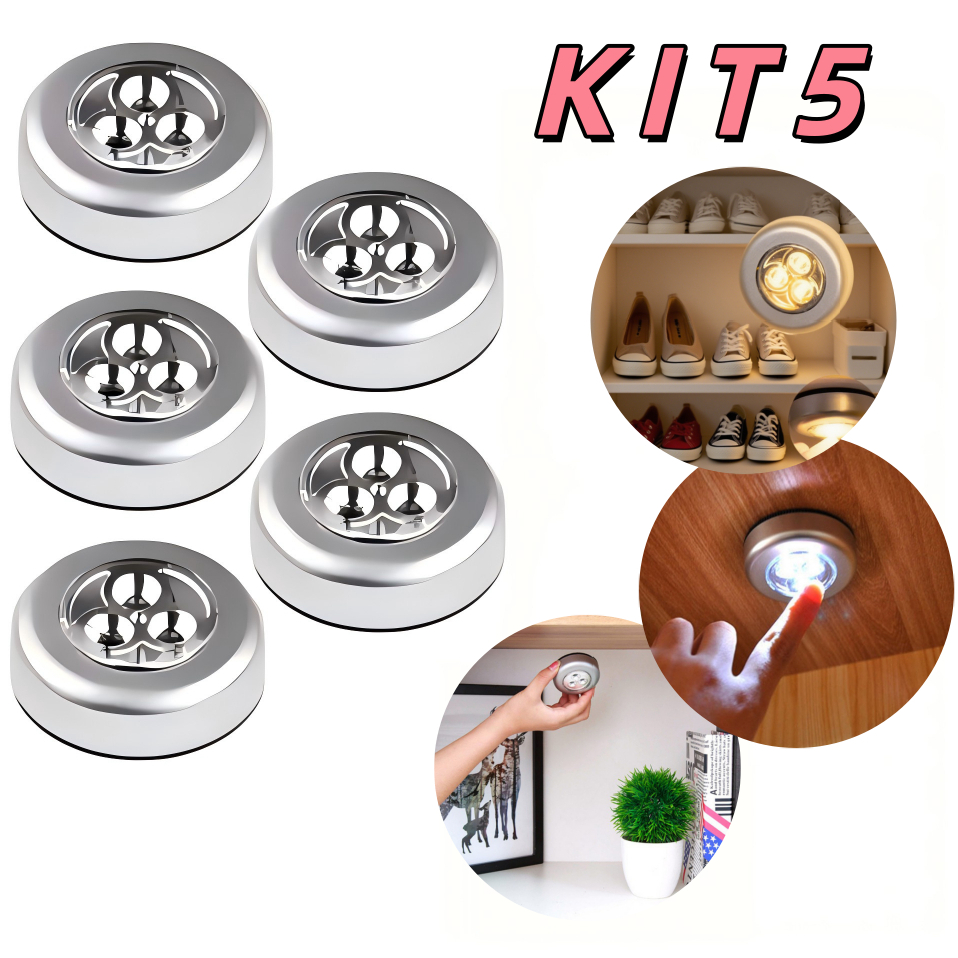 Kit Led Lâmpada Adesiva Sem Fio Touch Portátil