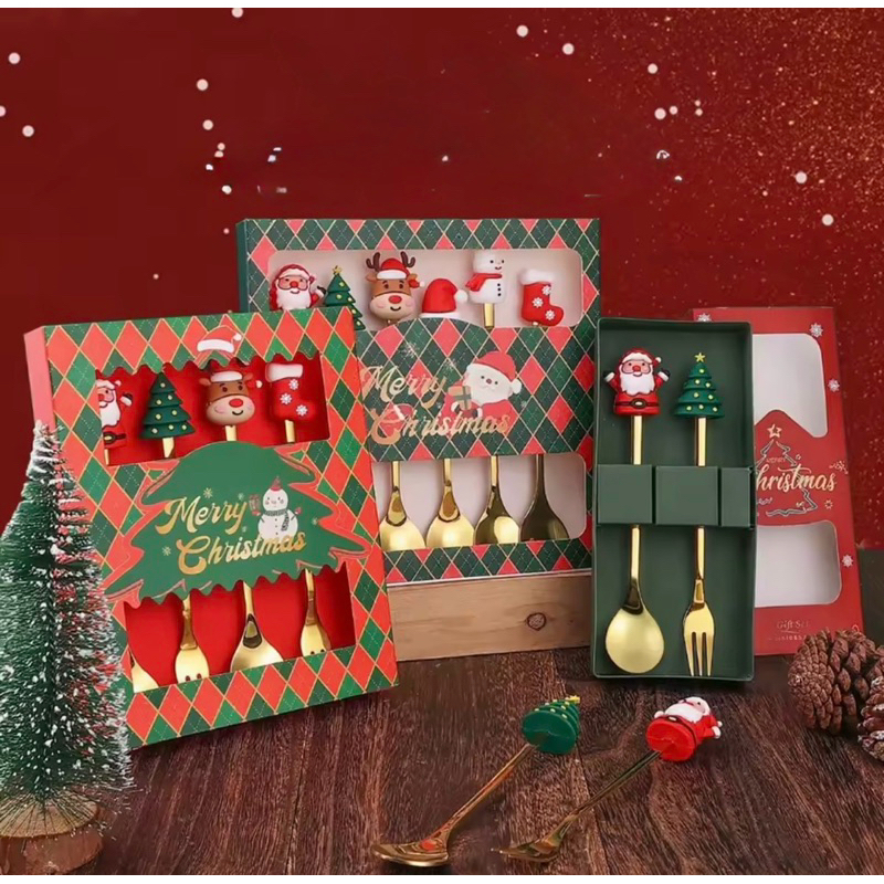 Conjunto de Talheres de Sobremesa de Natal