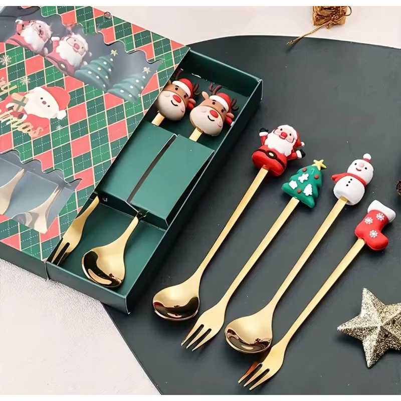 Conjunto de Talheres de Sobremesa de Natal