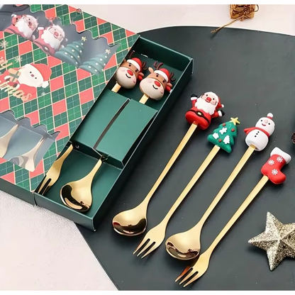 Conjunto de Talheres de Sobremesa de Natal