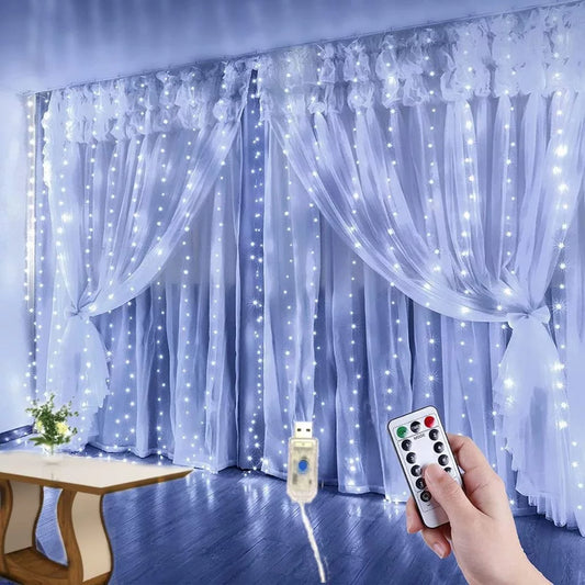 Cortina de Led com 300 Luzes e 8 Modos