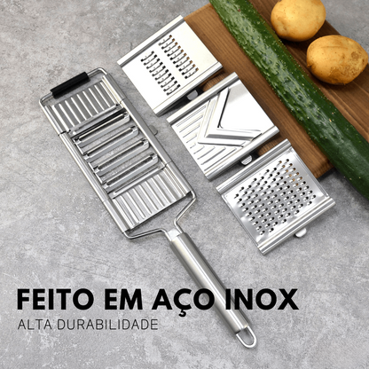 Ralador Multiuso Em Aço Inox + 4 Lâminas