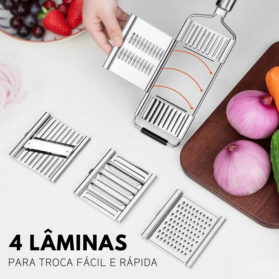 Ralador Multiuso Em Aço Inox + 4 Lâminas