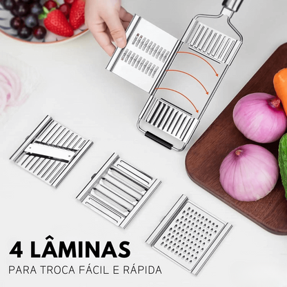 Ralador Multiuso Em Aço Inox + 4 Lâminas