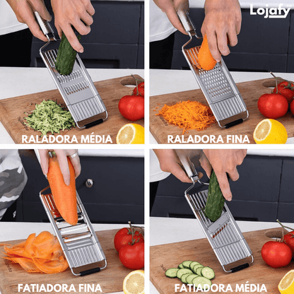 Ralador Multiuso Em Aço Inox + 4 Lâminas