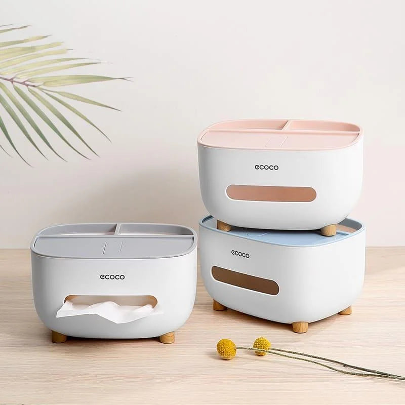 Dispenser Porta Lenço e Papel com Compartimento Multifuncional para Banheiro