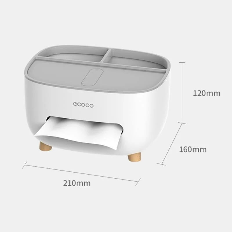 Dispenser Porta Lenço e Papel com Compartimento Multifuncional para Banheiro