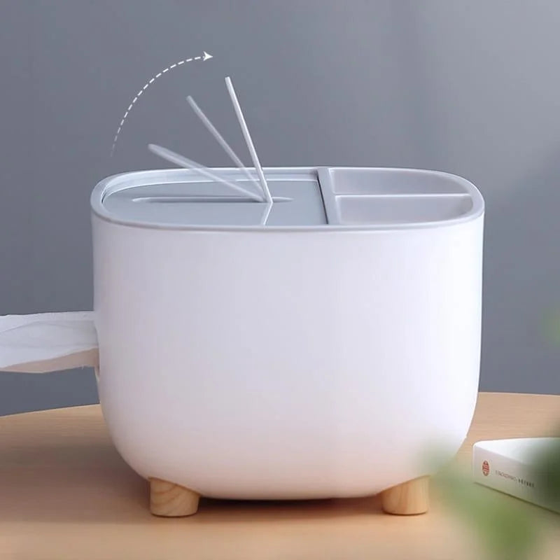 Dispenser Porta Lenço e Papel com Compartimento Multifuncional para Banheiro