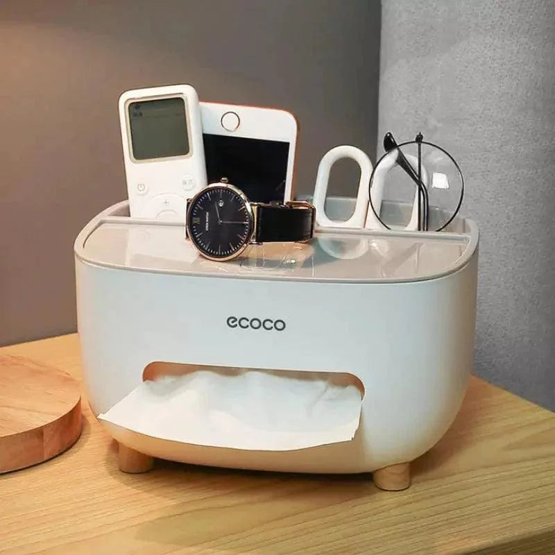 Dispenser Porta Lenço e Papel com Compartimento Multifuncional para Banheiro