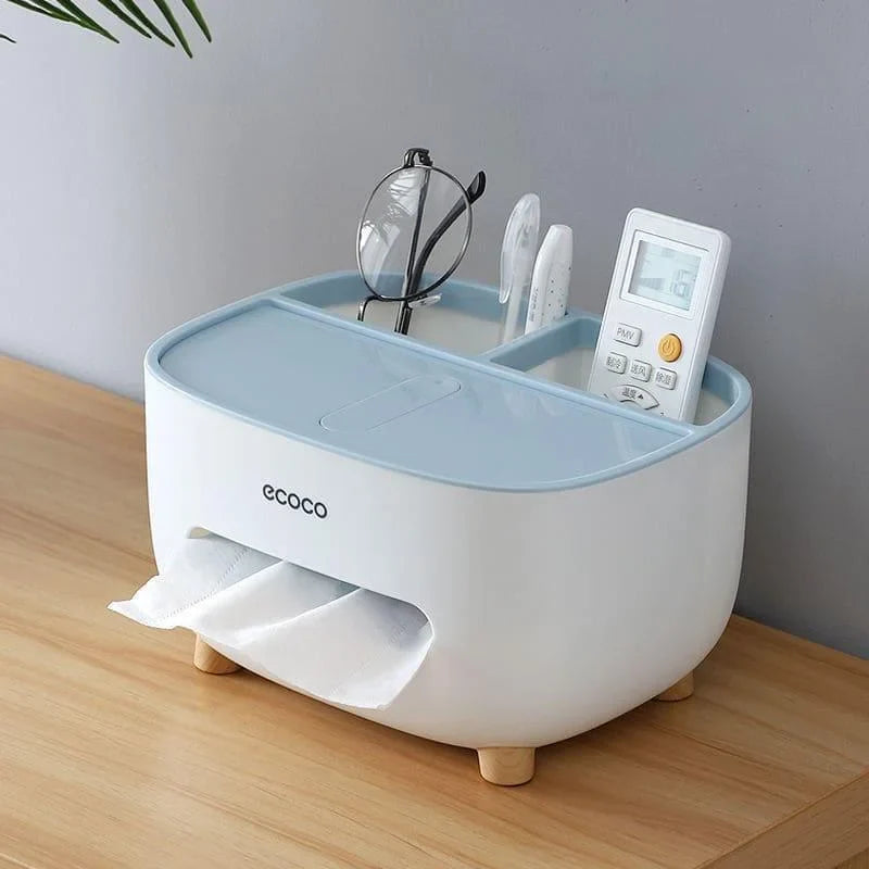 Dispenser Porta Lenço e Papel com Compartimento Multifuncional para Banheiro