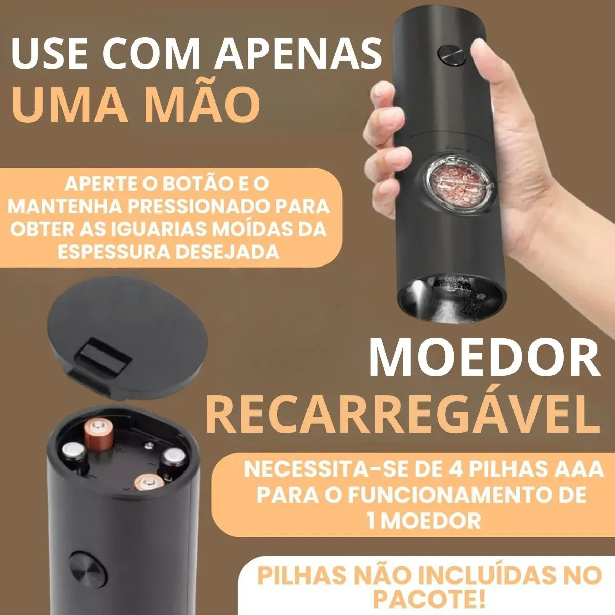 Moedor De Temperos Elétrico (PROMOÇÃO COMPRE 1 LEVE 2)