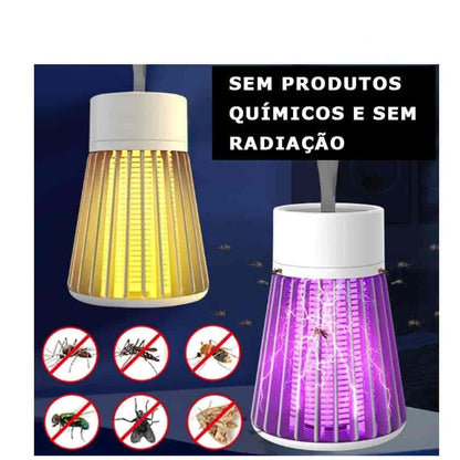 Lâmpada mata mosquitos ultravioleta com luz amarela e roxa, sem produtos químicos e radiação