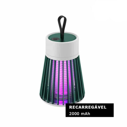 Lâmpada mata mosquitos ultravioleta recarregável com luz roxa e alça preta