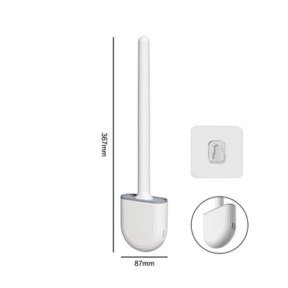 Escova sanitária branca com suporte e adesivo de parede, medidas 367mm x 87mm