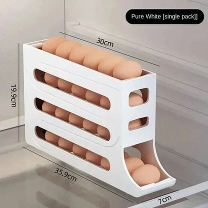 Porta-ovos branco para geladeira com capacidade para 30 ovos e design compacto