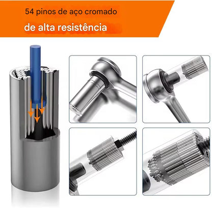 Ilustração de pinagem interna com 54 pinos de aço cromado e ferramentas de alta resistência em metal cromado