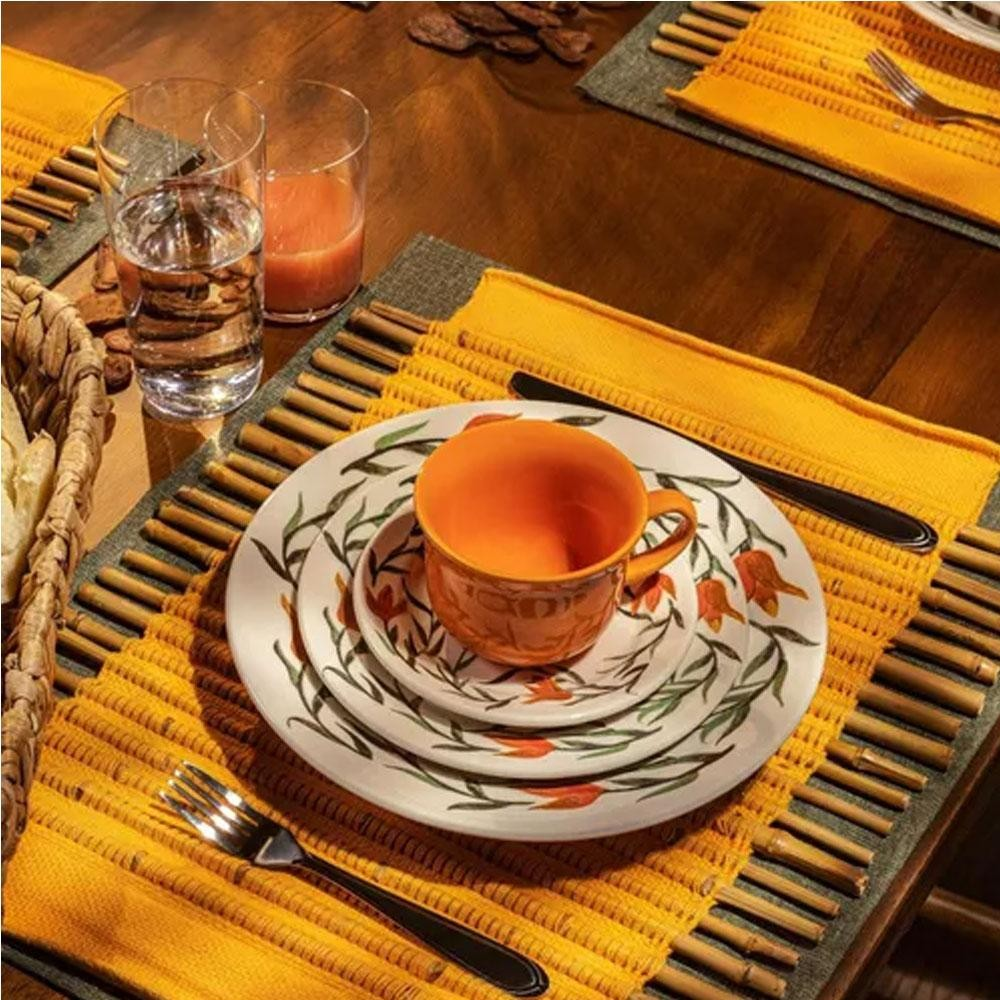 Aparelho De Jantar E Chá Louça 20 Peças Lírios