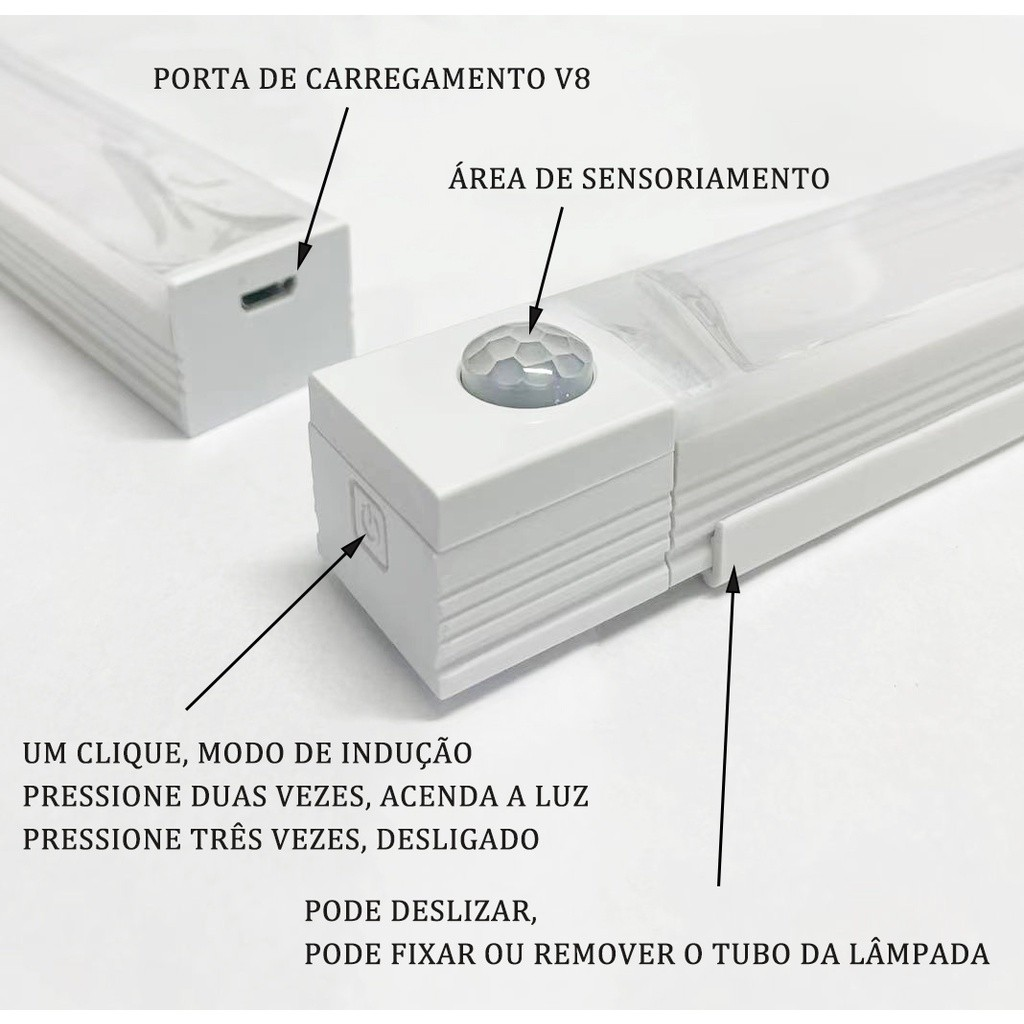 Lâmpada noturna LED com sensor de movimento sem fio USB recarregável