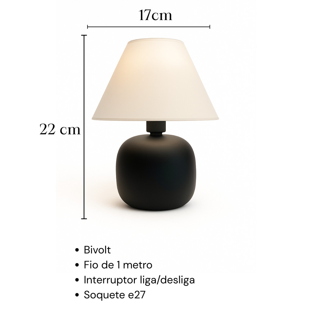 Abajur Luminaria de Ceramica Porcelana Bivolt