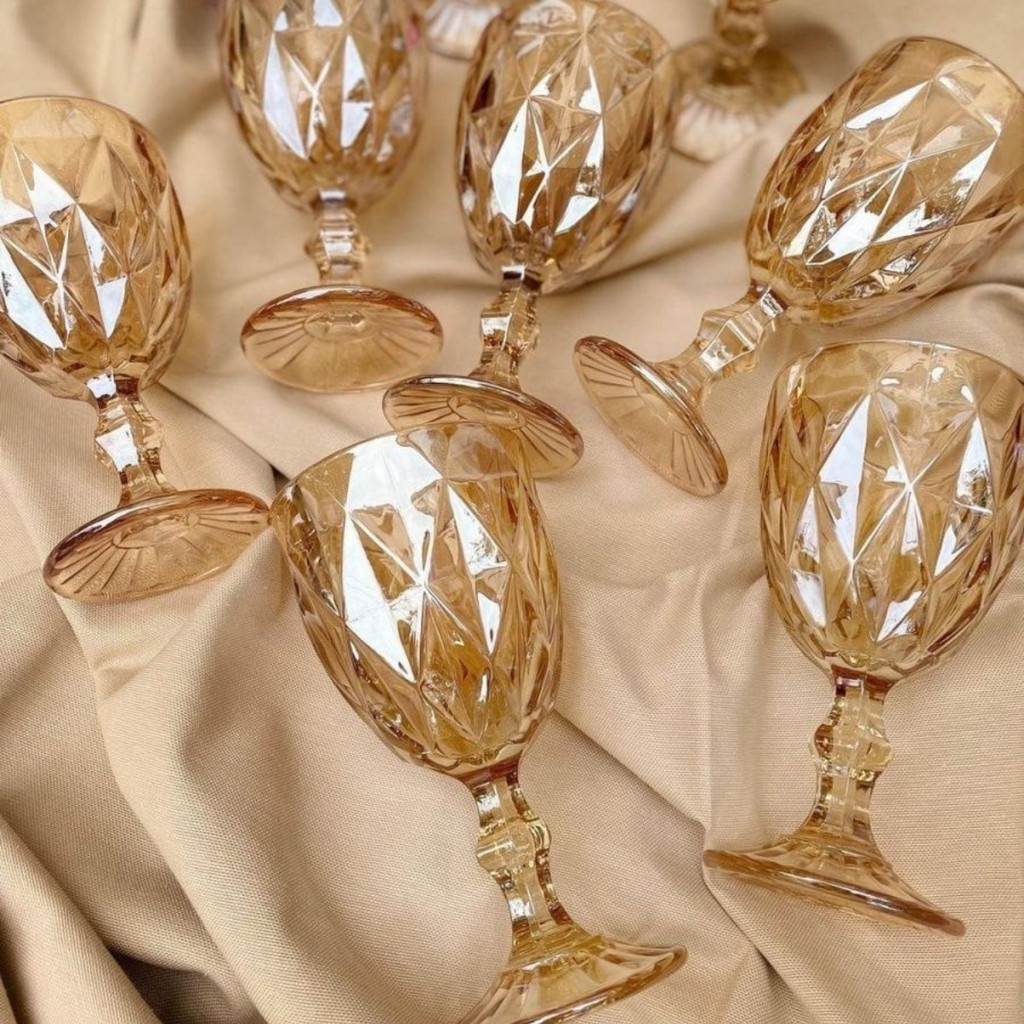 Jogo de 6 Taças de Vidro Diamond Transparente 330ml