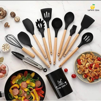 KIT 12 Peças de Utensílios Para Cozinha em Silicone