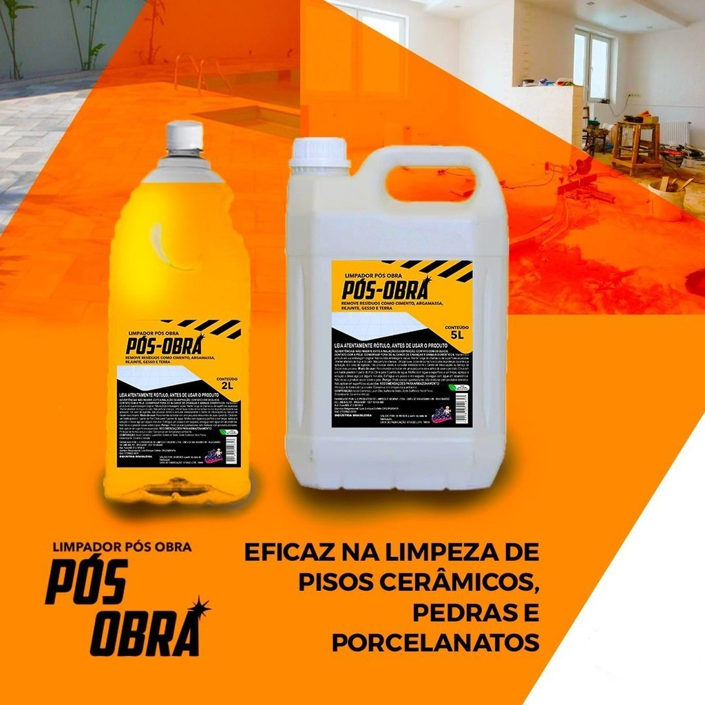 Limpador Pós Obra 2L para REMOÇÃO DE RESÍDUOS
