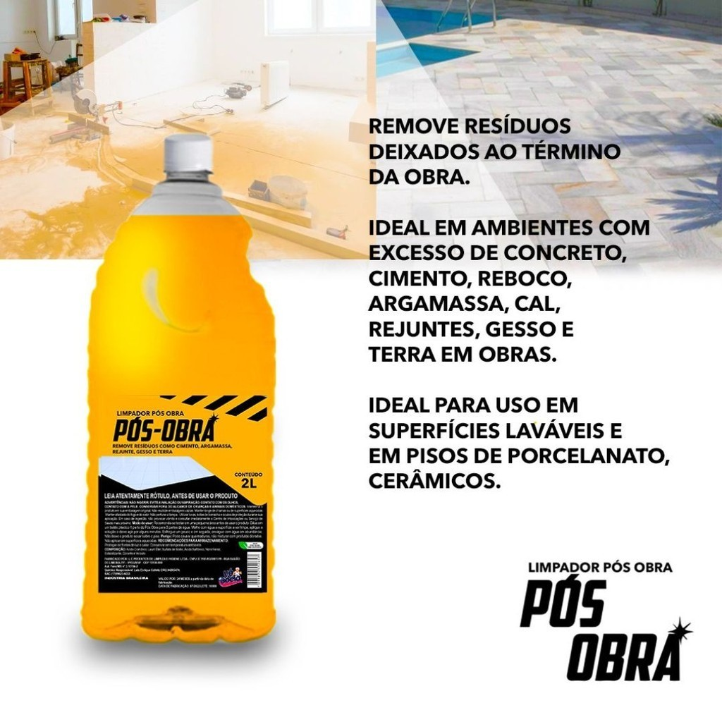 Limpador Pós Obra 2L para REMOÇÃO DE RESÍDUOS