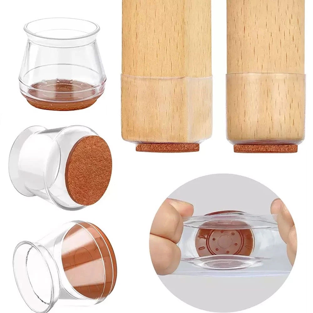 Protetor Transparente de Silicone para Pés de Cadeira