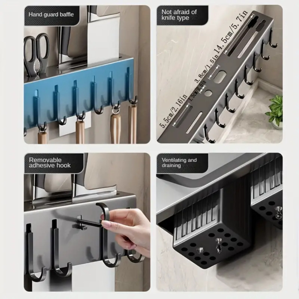 Suporte Para Armazenamento De Facas Ganchos Talheres Utensílios De Cozinha