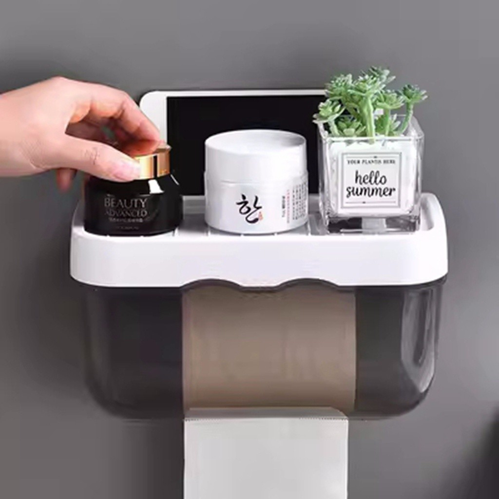 Suporte De Parede Banheiro/Caixa Organizadora Com Papel Higiênico/Sem Furar
