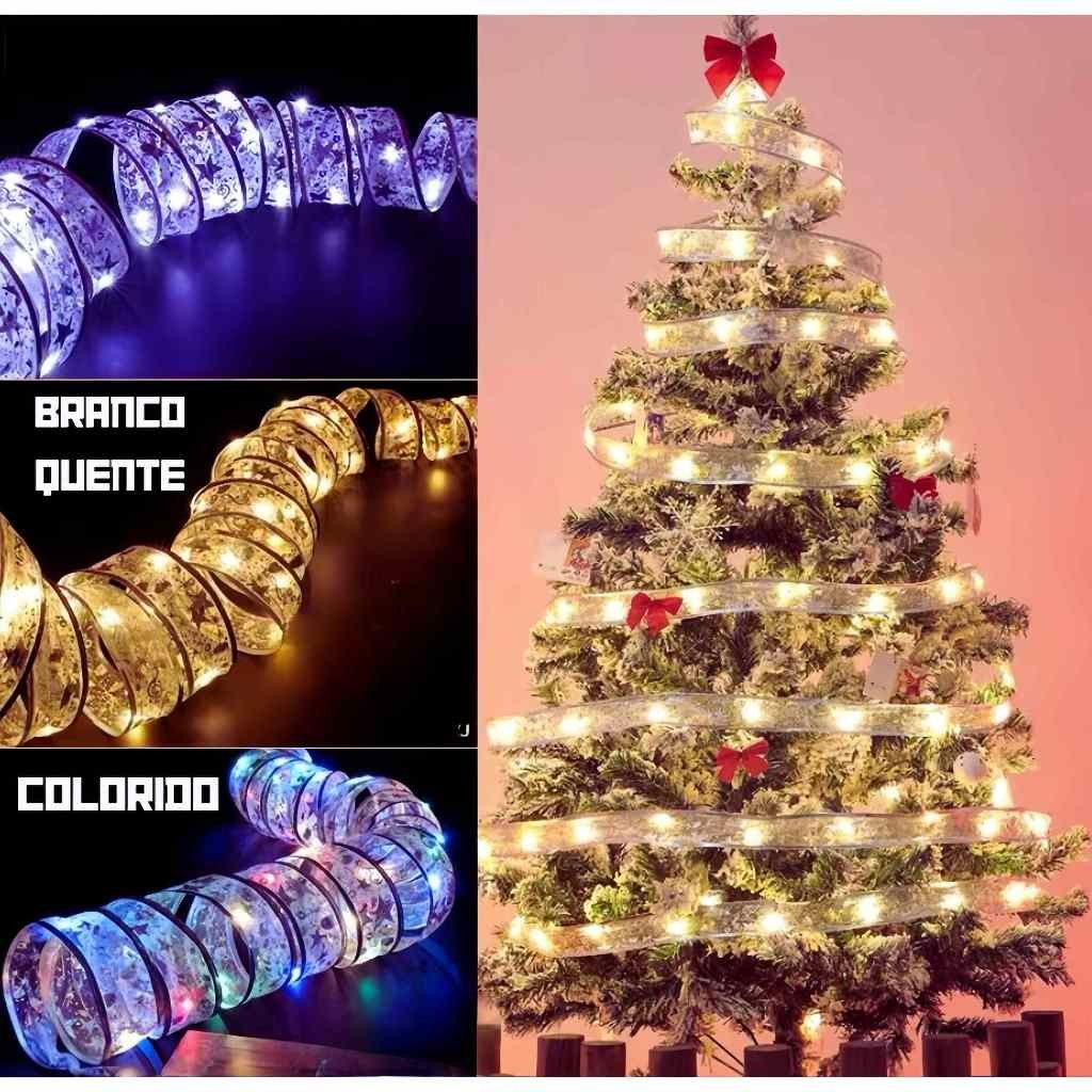 Fita De Natal Luzes Decoração Árvore Laços De Com LED