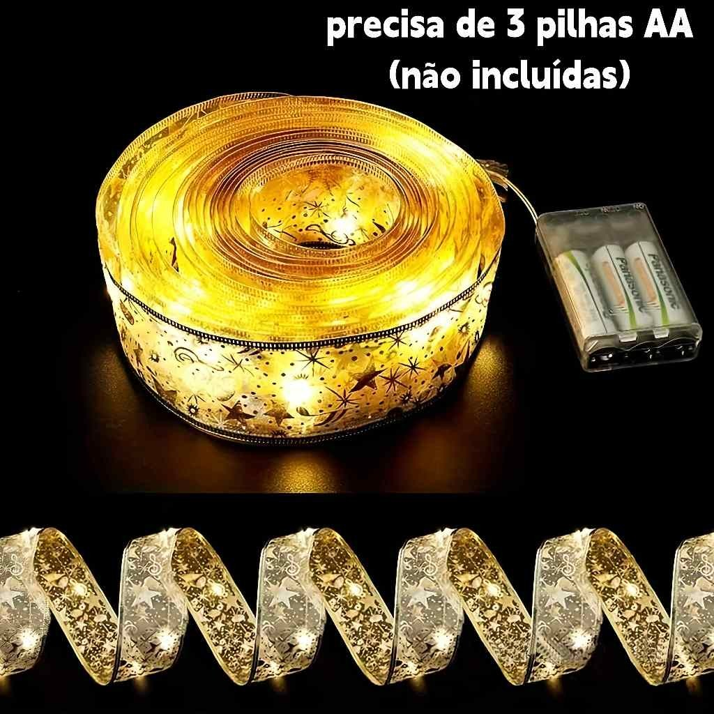 Fita De Natal Luzes Decoração Árvore Laços De Com LED