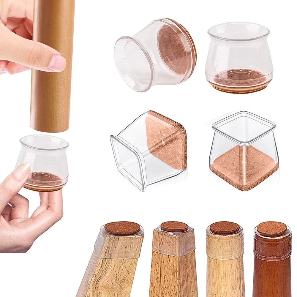 Protetor Transparente de Silicone para Pés de Cadeira