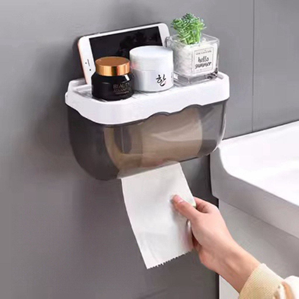 Suporte De Parede Banheiro/Caixa Organizadora Com Papel Higiênico/Sem Furar