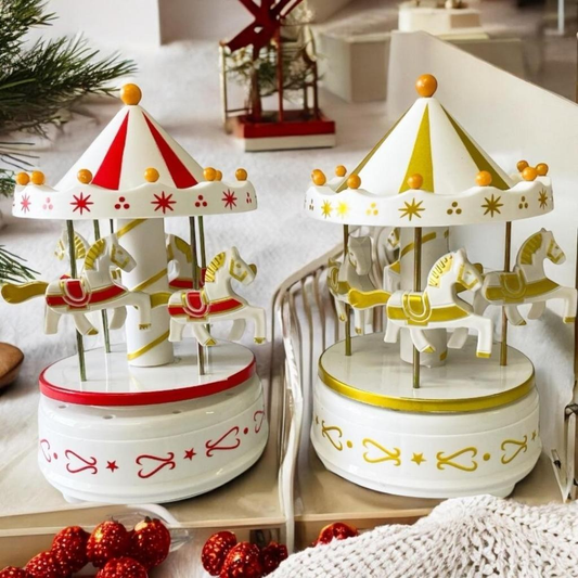 Enfeite de Natal Carrossel Natalino Caixa Musical