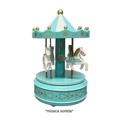 Enfeite de Natal Carrossel Natalino Caixa Musical